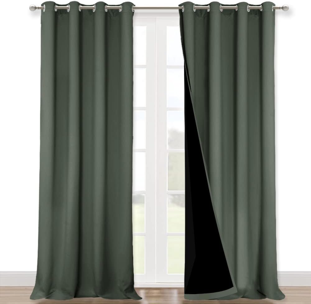 Nicetown 100% Blackout Curtains 120" Long, Pair of Energy Smart & Noise Blocking Out Drapes for Baby Room Window, Thermal Insulated Guest R…