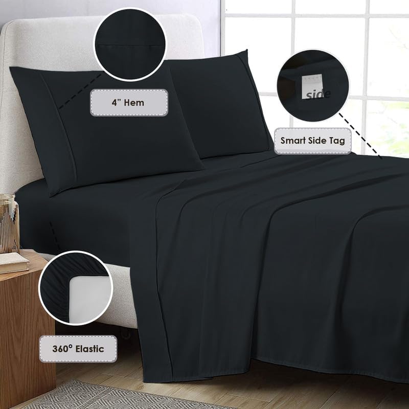 Pizuna 100% Luxury Cotton Twin XL Sheet Sets 800 Thread Count Soft Sateen Weave Breathable Hotel Quality Cooling Bed Sheets Twin XL Bedding…