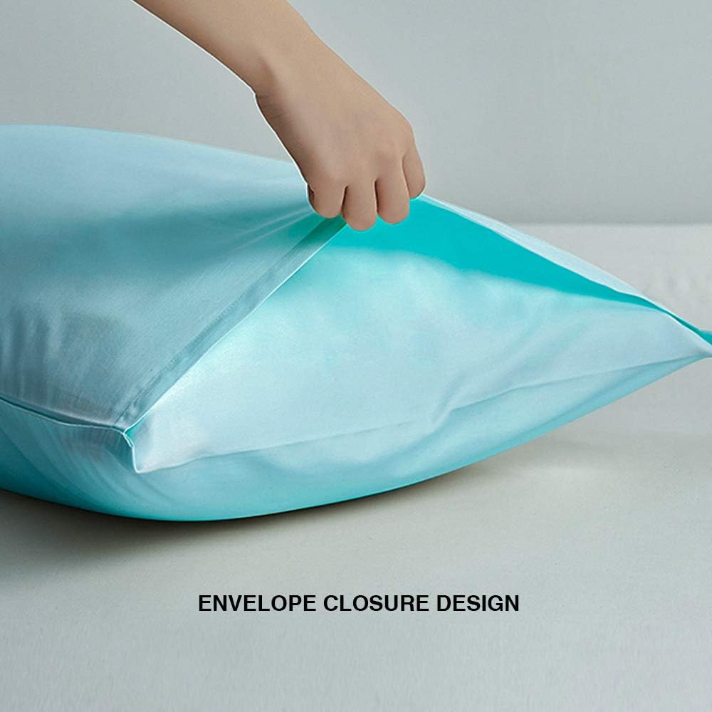 FLXXIE Pillow Cases Queen, Soft Microfiber Pillow Covers with Envelope Closure, Wrinkle Resistant Pillowcases, 2 Piece Set, 20x30, Aqua