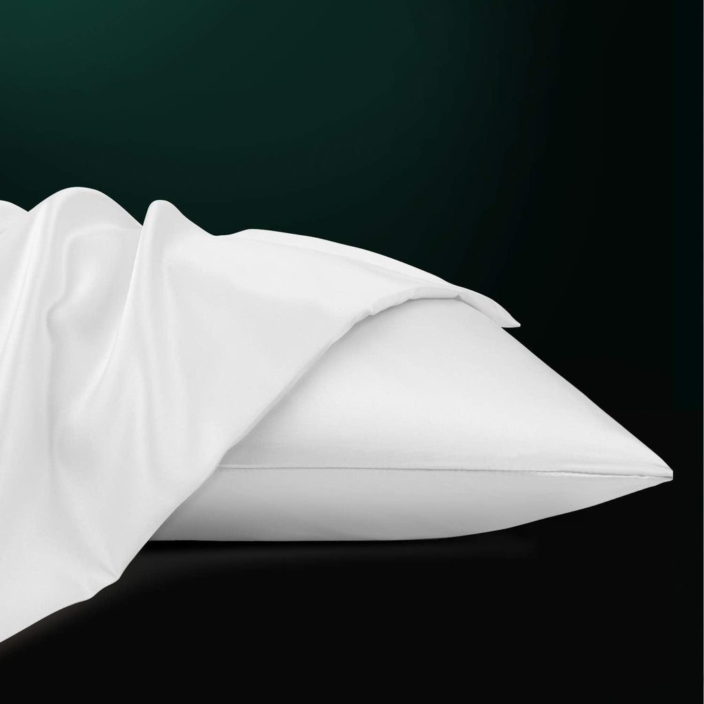 Ntbay Zippered Satin Pillow Cases for Hair and Skin, Luxury King Hidden Zipper Pillowcases Set of 2, 20x36 Inches, Pure White 36 Inches Whi…