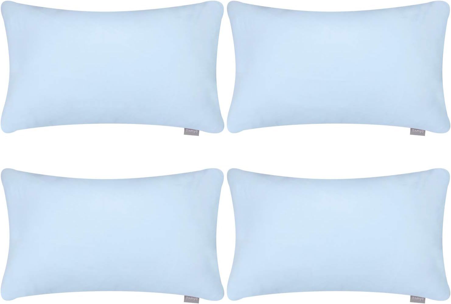 Thmyo 4-Pack 100% Cotton Lumbar Comfortable Solid Decorative Throw Pillow Case, Thmyo Rectangle Cushion Cover Pillowcase Sublimation Blank P…