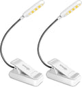 VAVOFO Book Light, Rechargeable Clip On Reading Light 7 LEDs with 9 Brightness Levels for Bed and Desk Studying (White 2-Pack)