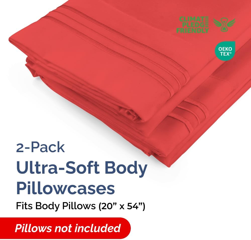 Body Pillowcases Set of 2-20x54 Long Body Pillow Case - Soft Body Pillow Cover for Sleeping & Side Sleepers - Comfy, Wrinkle & Fade Free…