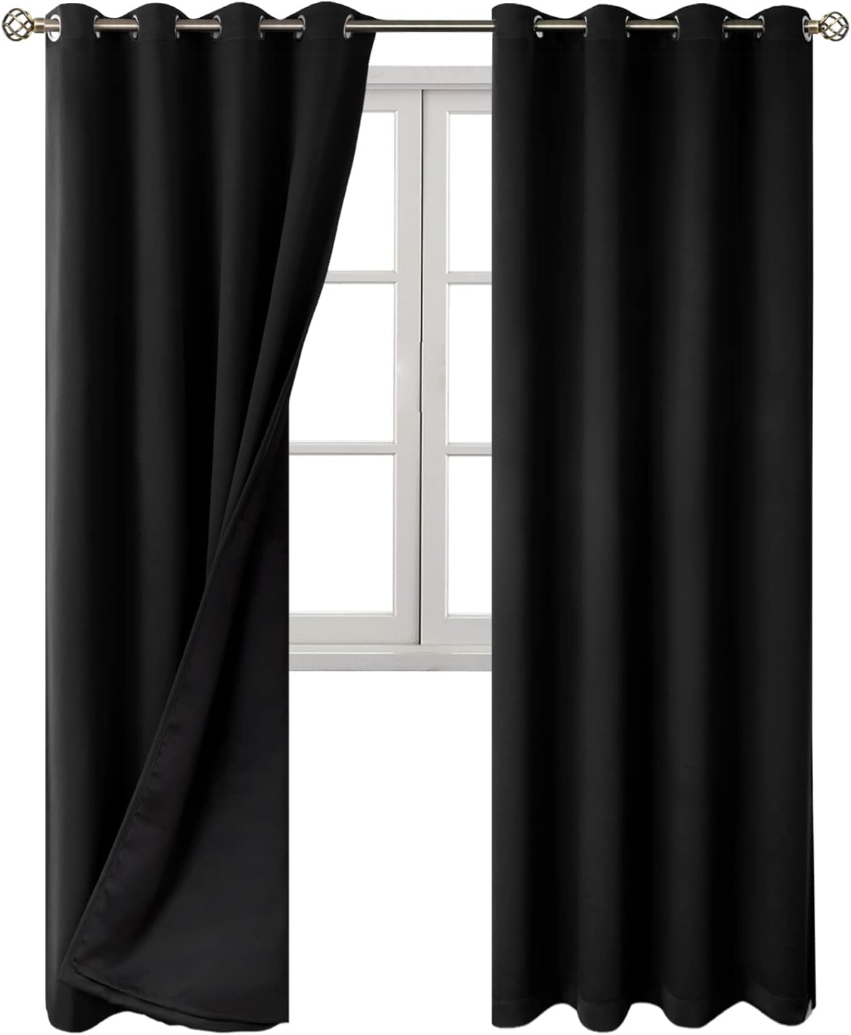 BGment Thermal Insulated 100% Blackout Curtains for Bedroom with Black Liner, Double Layer Full Room Darkening Noise Reducing Grommet Curta…