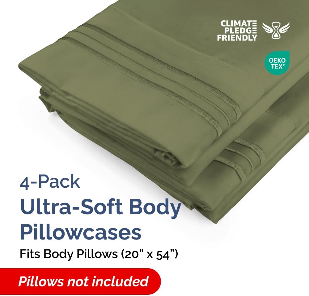 Body Pillowcases Set of 4-20x54 Long Body Pillow Case - Soft Body Pillow Cover for Sleeping & Side Sleepers - Comfy, Breathable & Fade…