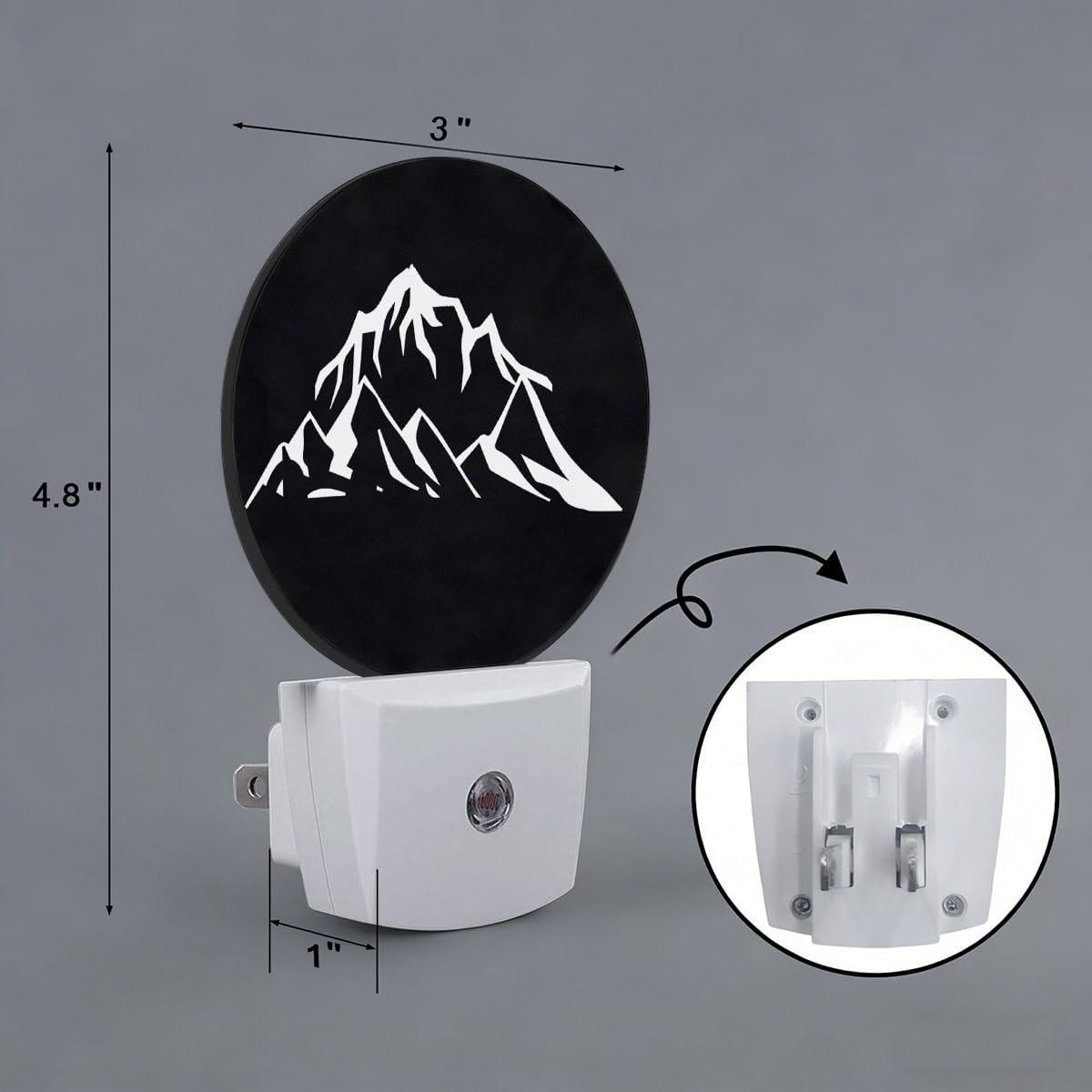 Black White Mountain Night Light Auto Sensor Led Dusk to Dawn Lamp Home Decor for Men Women