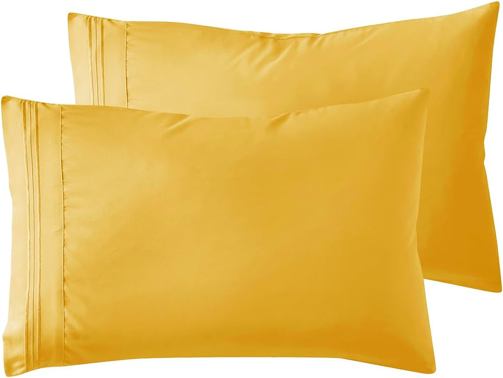 Nestl Yellow Queen Size Microfiber Pillow Cases Set of 2, 20x30 Inches cotton