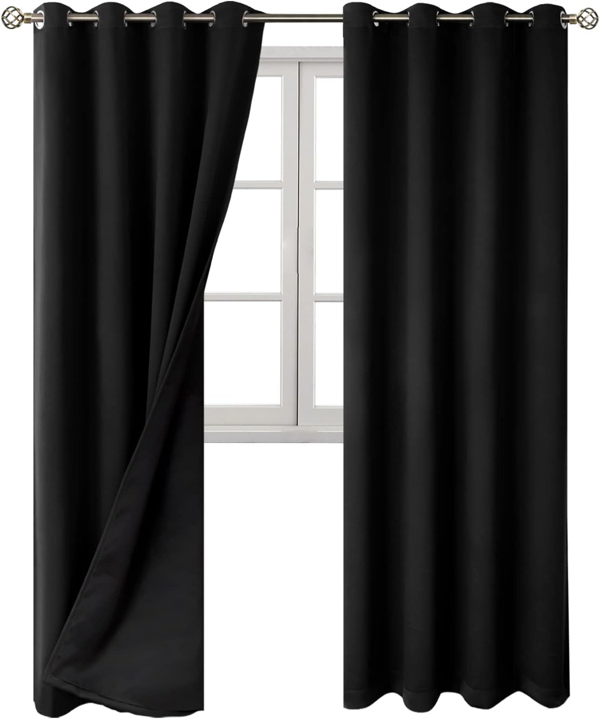 BGment Black Blackout Curtains 95 Inches Long 2 Panels Set for Living Room, Thermal Insulated 100% Light Blocking Curtains & Drapes, Gromme…