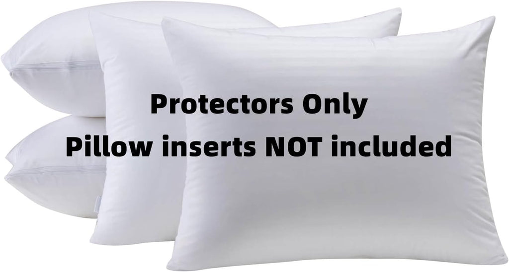 Kingnex 4 Pack Waterproof Feather Proof Pillow Protectors with Zipper on Long Side Standard Size Down Proof Striped Bed Pillow Cover