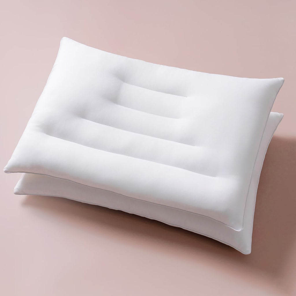 Pozino Flat Thin Pillows for Sleeping - 2 Pack Queen Size Bed Pillows for Side Back Stomach Sleepers,2.5 inch Height Ultra Low Pillows…