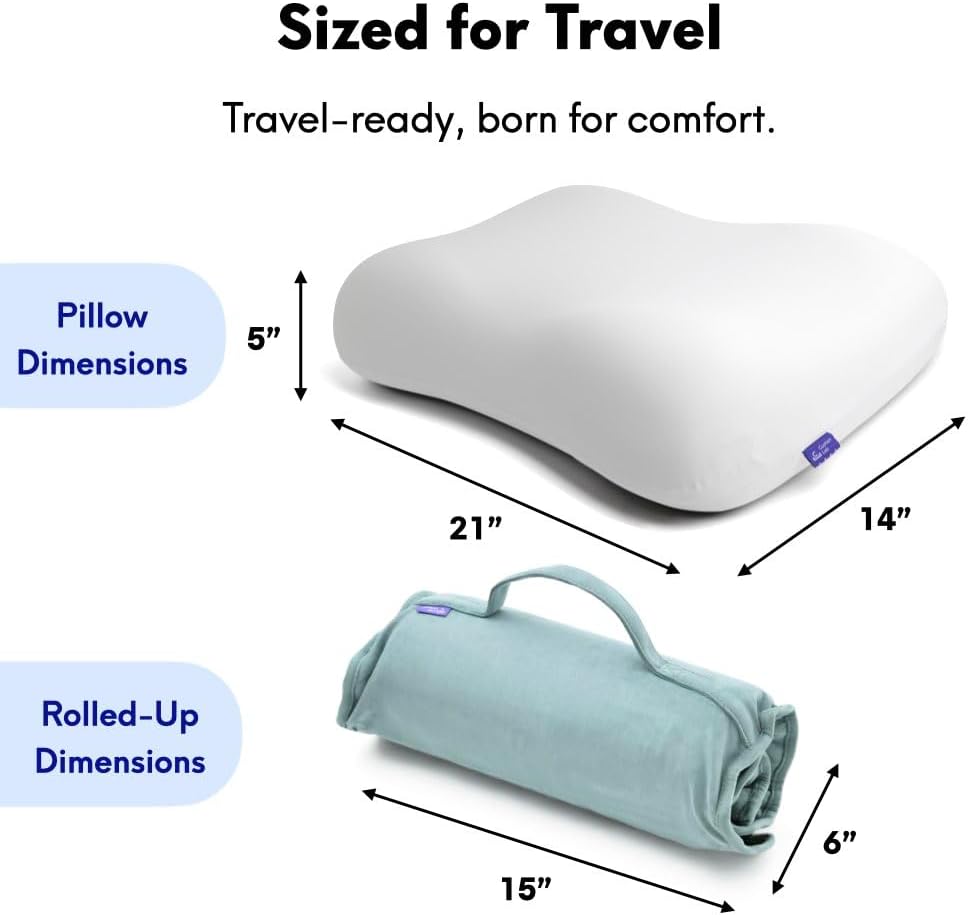 Cushionlab Cushion Lab Travel Deep Sleep Pillow – Compact Memory Foam Neck Pillow for Sleeping, Portable Pillow for Hotels, Camping, Side &…