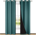 Nicetown Sea Teal Full Shade Curtain Panels, Pair of Thermal Insulated & Energy Efficiency Blackout Drapes for Living Room Windows, Lined S…