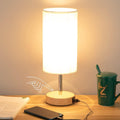 Yarra-Decor Bedside Table Lamp with USB Ports - Touch Control for Bedroom 3 Way Dimmable Nightstand Lamp with Round Fabric Shade for…