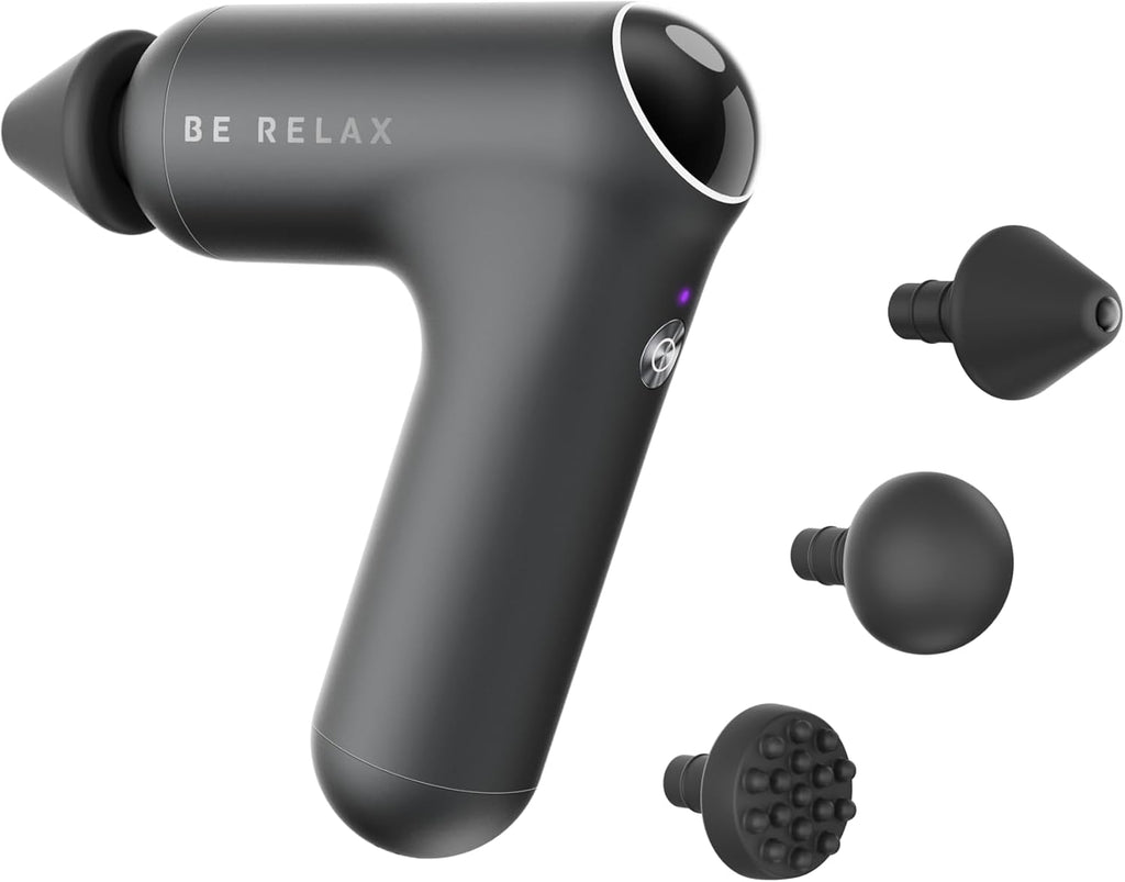 Be Relax New! Travel-Friendly Compact Cordless Percussion Massager. Customizable with Interchangeable Heads. Type C Charging. Adjustable…