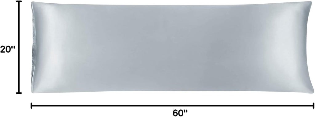 uxcell Body Pillow Cover, 20x60 Inch Silver Silky Satin Body Pillowcases for Hair and Skin, Soft Cooling Smooth Pillow Case with Envelope…