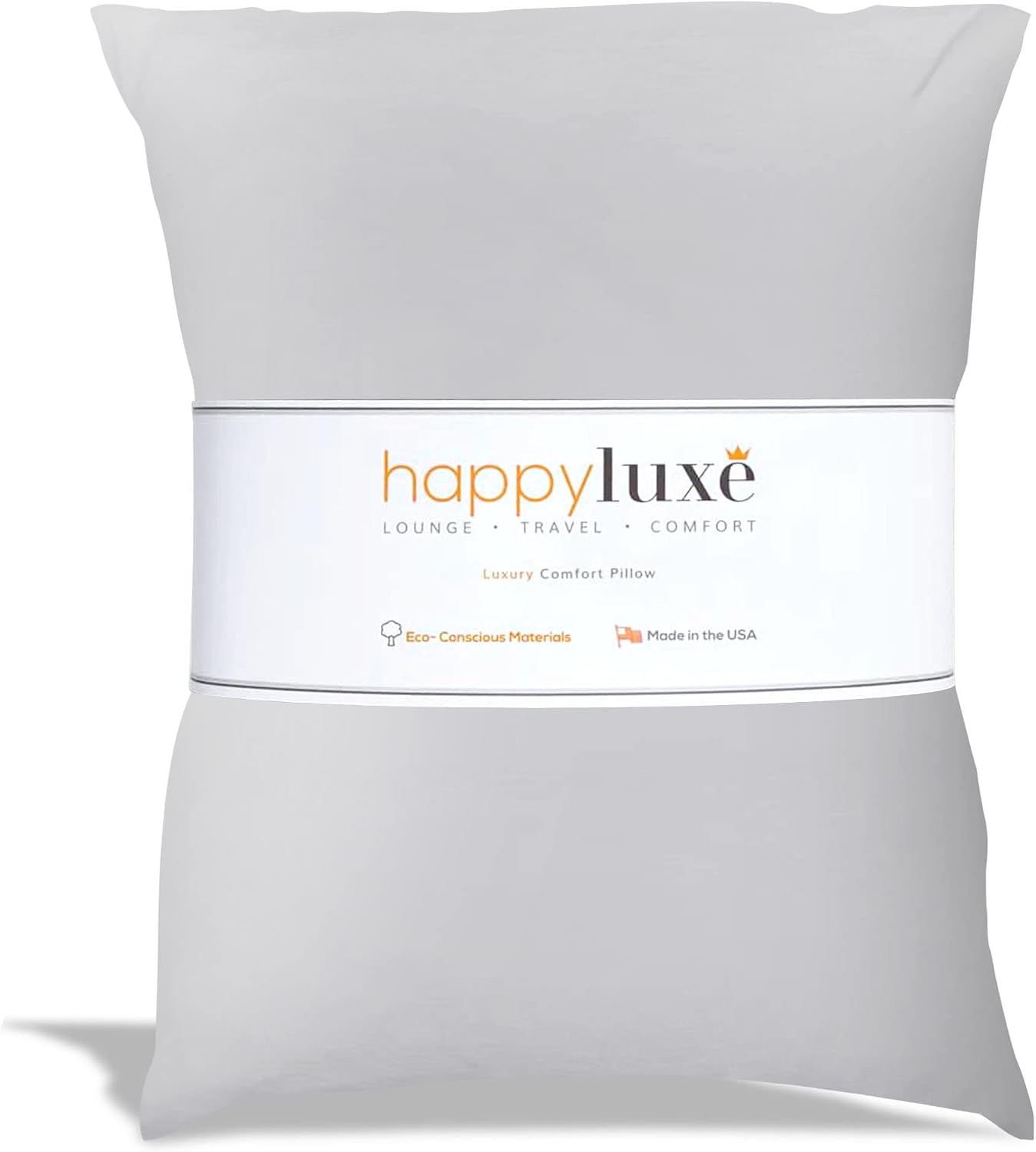Happyluxe Odyssey Travel Pillow for Long Flights - Soft, Small, Alternative to Down and Memory Foam. 17 x 13in - Made in The USA, Silver…