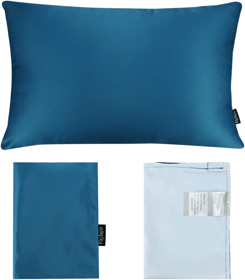 Faylapa 4 Pack Silky Satin Throw Pillow Cases Heavy Silk Satin Decorative Pillow Covers Solid Dyed Soft Pillow Cover Home Decor(Peacock…