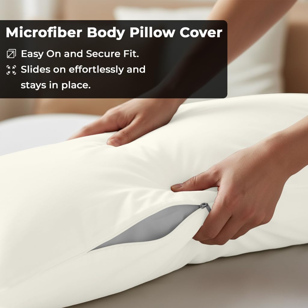 Royalelinens Royale Linens Body Pillow Cover - Double Brushed 1800 Microfiber - 20"x54" with Hidden Zipper Closure - Wrinkle & Fade Resista…