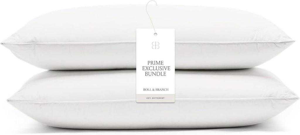 BollBranch BOLL & BRANCH Down Alternative Pillow 2 Pack- Medium, Standard - Cooling Shell - Luxury Hypoallergenic Primaloft Down Alternativ…