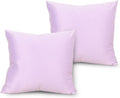 TREELY Lavender 18x18 Pillow Cover, Satin Decorative Throw Pillow Covers for Couch, Sofa, Bedroom, 2 Pack Euro Square Pillowcases with Zipper