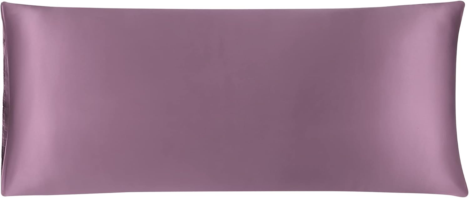 uxcell Body Pillow Cover, 20x48 Inch Mauve Silky Satin Body Pillowcases for Hair and Skin, Soft Cooling Smooth Pillow Case with Envelope…