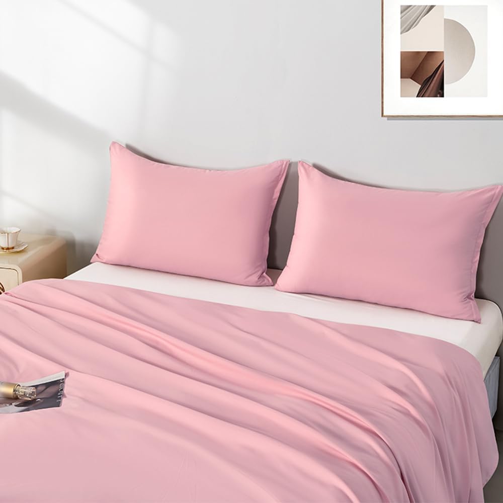 NookZuzu 2 Pack Microfiber Zipper Pillowcases, Soft Comfortable Not Shrink Pink Pillow Case, Standard Pillow Cases Set of 2 (20x26 Inches)…