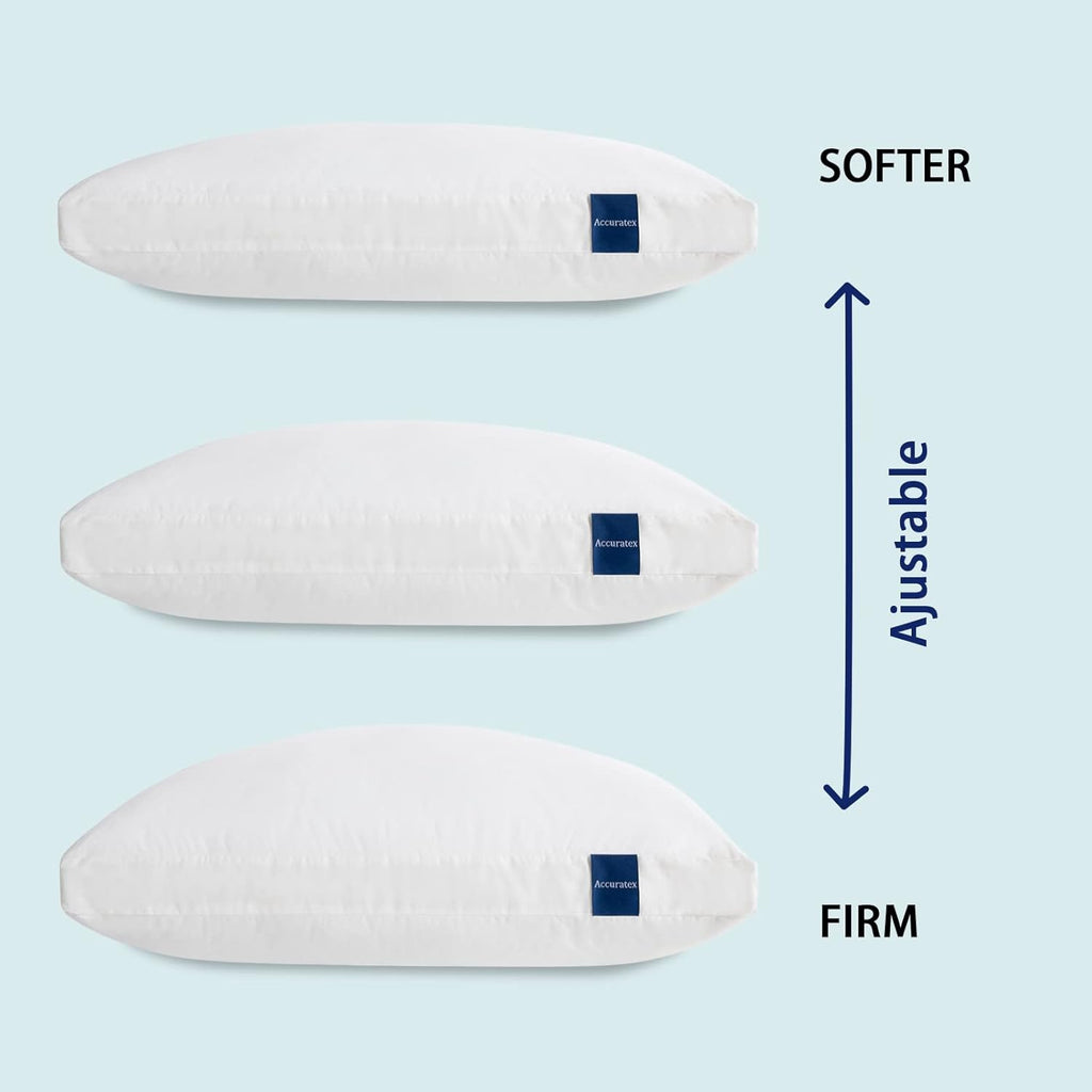 ACCURATEX Pillows Queen Size Set of 2, Hybrid Shredded Memory Foam Pillow[Adjustable Loft], Fluffy Down Alternative Fill Removable Cotton…