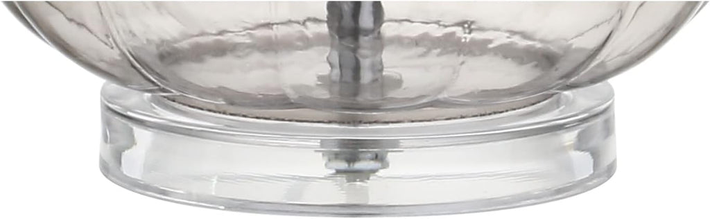 JONATHAN Y 28.5" Smoke Gray Glass Teardrop LED Table Lamp Set of 2 for Living Room Bedroom Nightstand, White Linen Shade Modern…