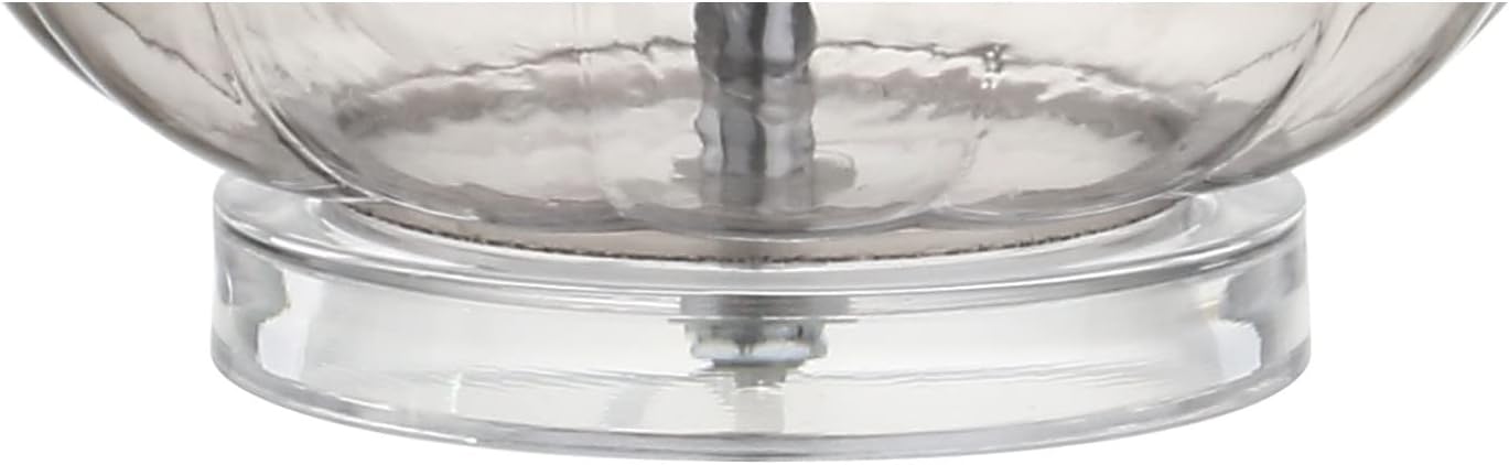 JONATHAN Y 28.5" Smoke Gray Glass Teardrop LED Table Lamp Set of 2 for Living Room Bedroom Nightstand, White Linen Shade Modern…