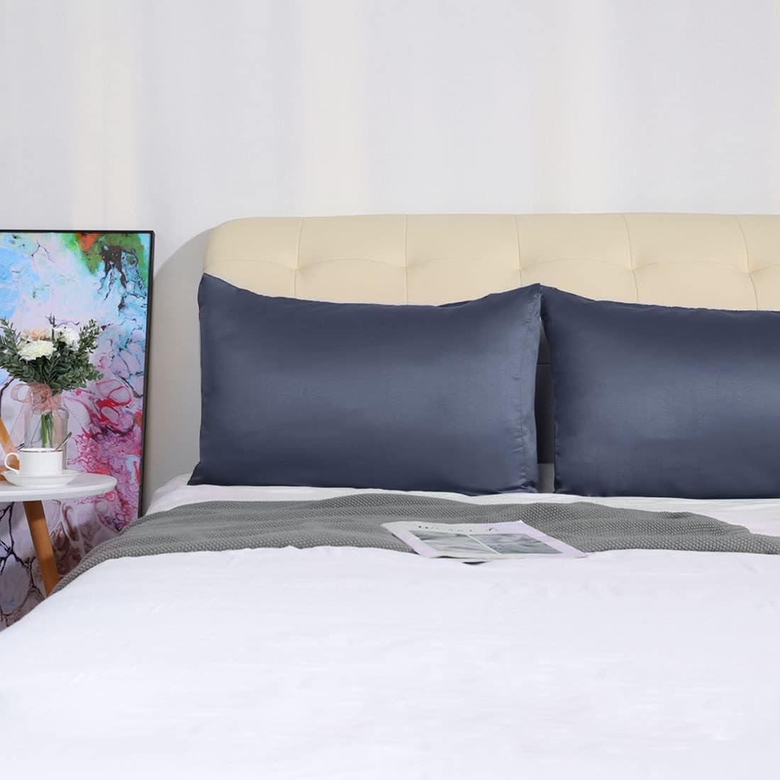 uxcell 2 Pack Silk Satin Pillowcase for Hair and Skin, Cool, Silky, Soft Breathable Pillow Cases Standard Size 20x26 Inch Sateen Pillowcase…