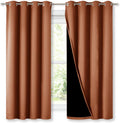 Nicetown Burnt Orange 100% Blackout Lined Curtains, 2 Thick Layers Completely Blackout Window Treatment Thermal Insulated Drapes for Kitche…
