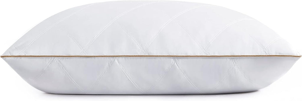 puredown® Goose Feathers and Down Pillow with Diamond Quilting with 100% Cotton Cover, Pack of 1, King Size