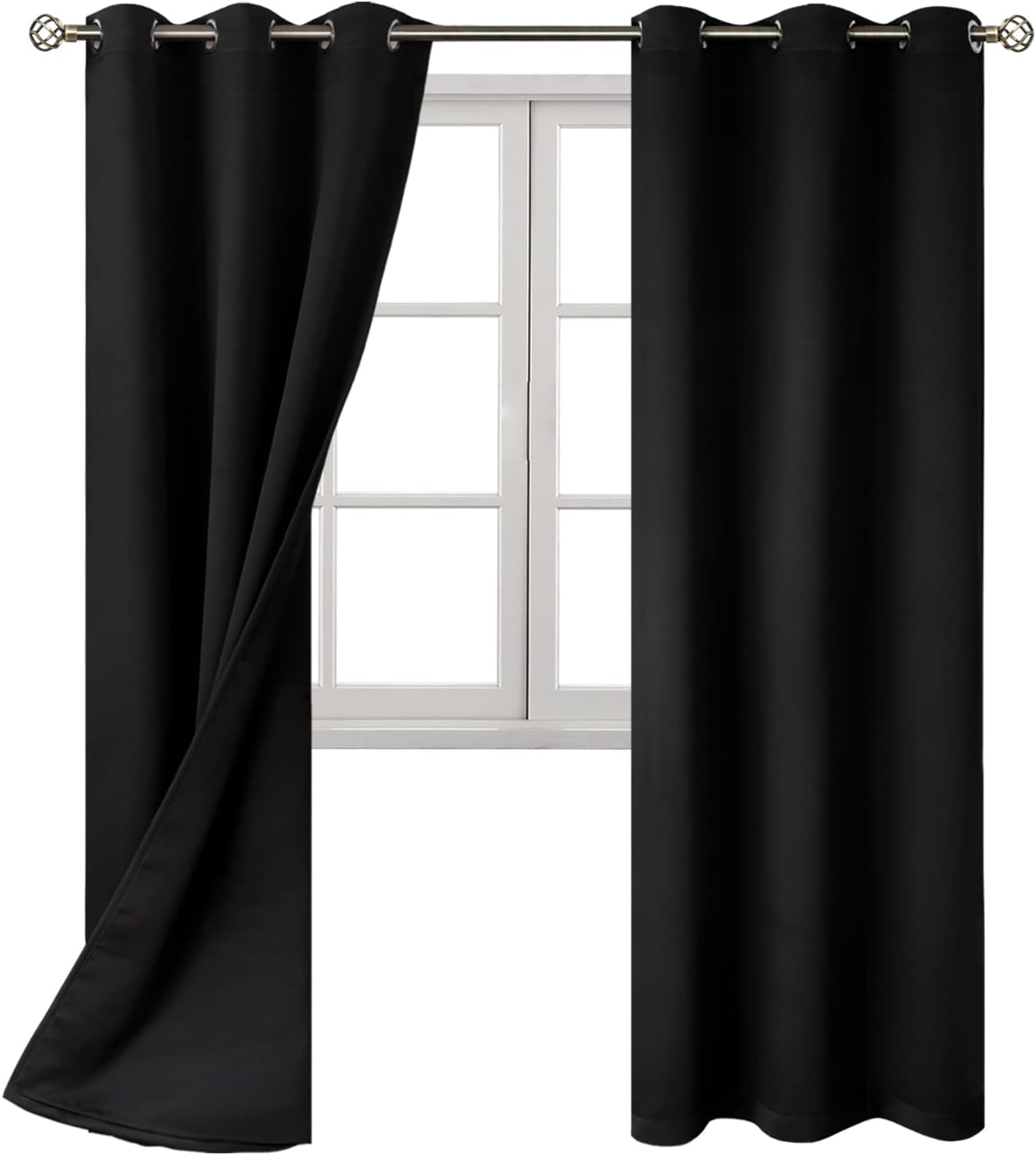 BGment Thermal Insulated 100% Blackout Curtains for Bedroom with Black Liner, Double Layer Full Room Darkening Noise Reducing Grommet Curta…
