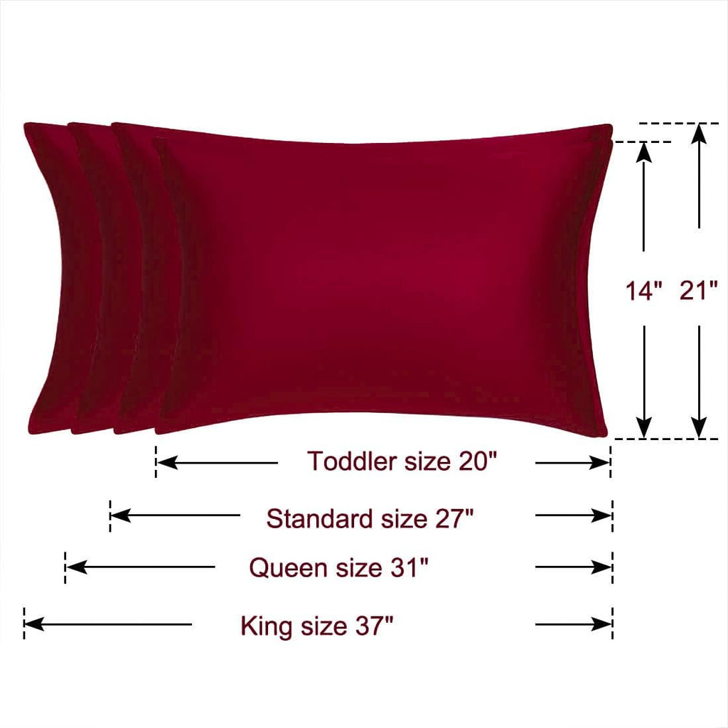 uxcell Standard Satin Pillowcase with Zipper, Super Soft and Luxury, Silky Pillow Cases Covers Set of 2, 21"x27", Red