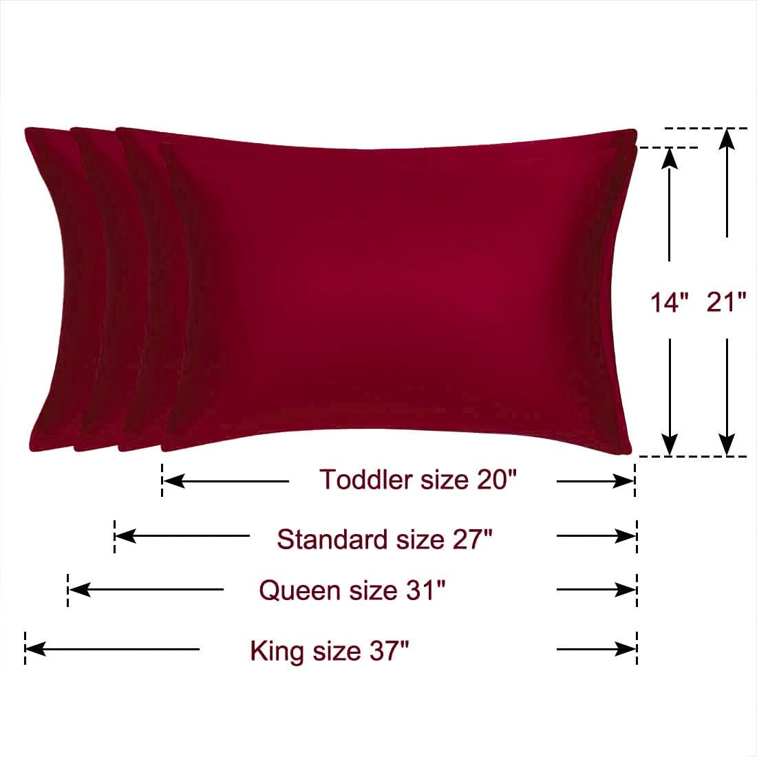 uxcell Standard Satin Pillowcase with Zipper, Super Soft and Luxury, Silky Pillow Cases Covers Set of 2, 21"x27", Red