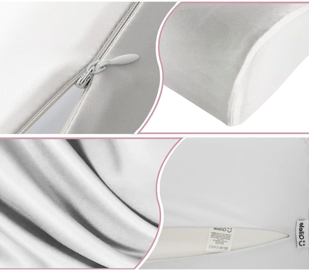 Ergonomic Memory Foam Pillow 2 heights: Mid-Low, Cervical Support Relieve Neck Back Pain, Breathable Cool Ice Silk Anti-Wrinkle Cover…