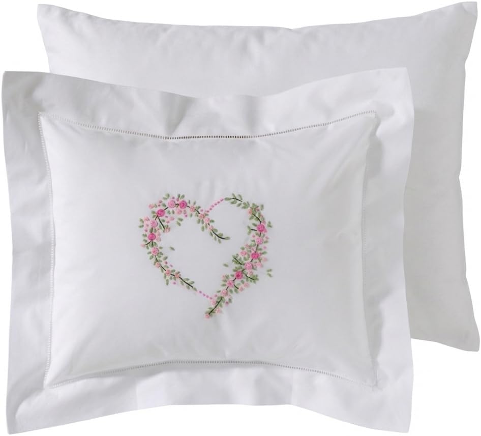JacarandaLiving Jacaranda Living Embroidered Boudoir Pillow Cover – Handcrafted Embroidery, Fine Italian Cotton, 12" x 16" Decorative Pillo…