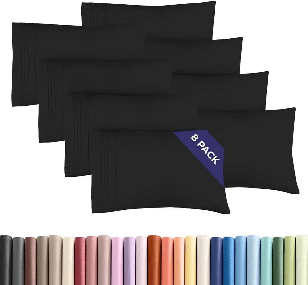 Standard Pillow Cases Set of 8 - Ultra Soft Hotel Quality Pillowcase Covers - Comfy, Cozy & Wrinkle Free - Shrink, Stain and Fade…