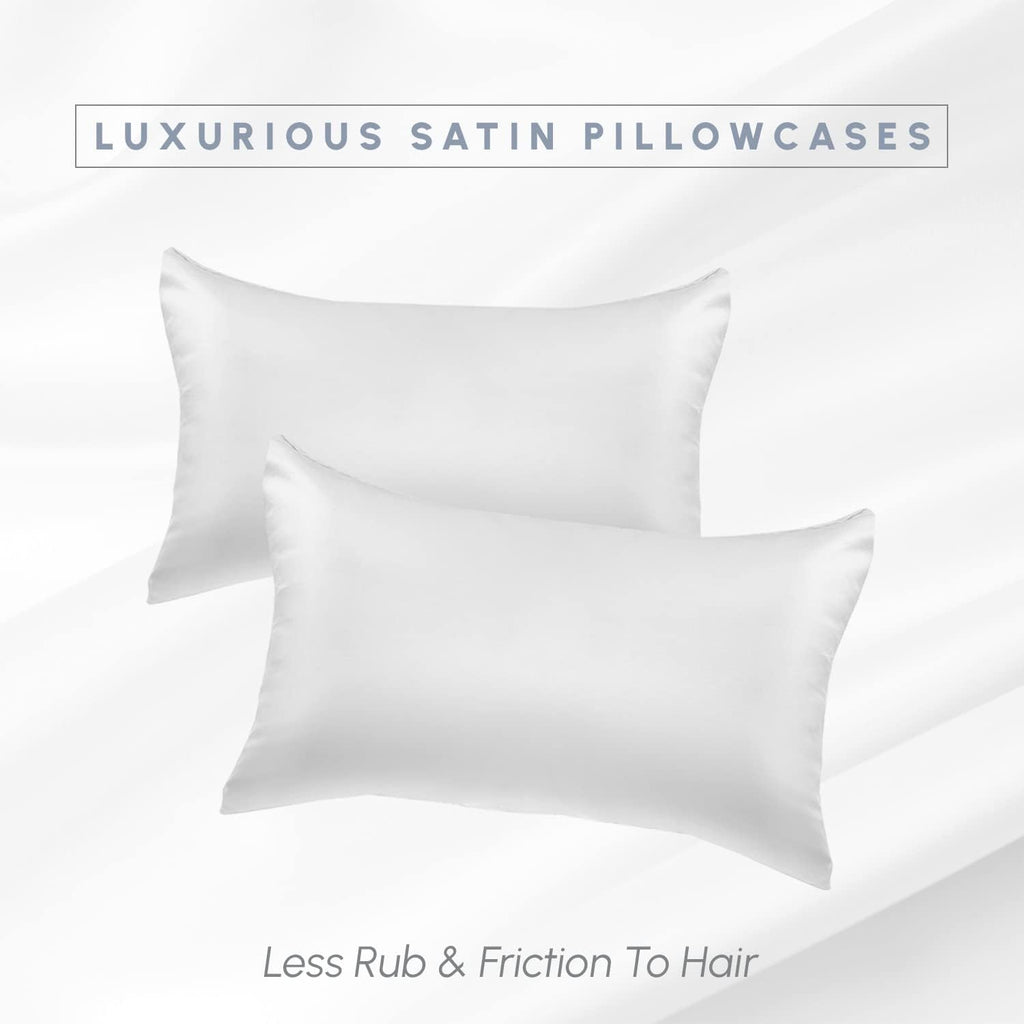 Elegantcomfort Elegant Comfort 2-Pack Cooling Viscose Satin Pillowcase Set with Hidden Zipper Closure, Silky Smooth for Hair and fabric…