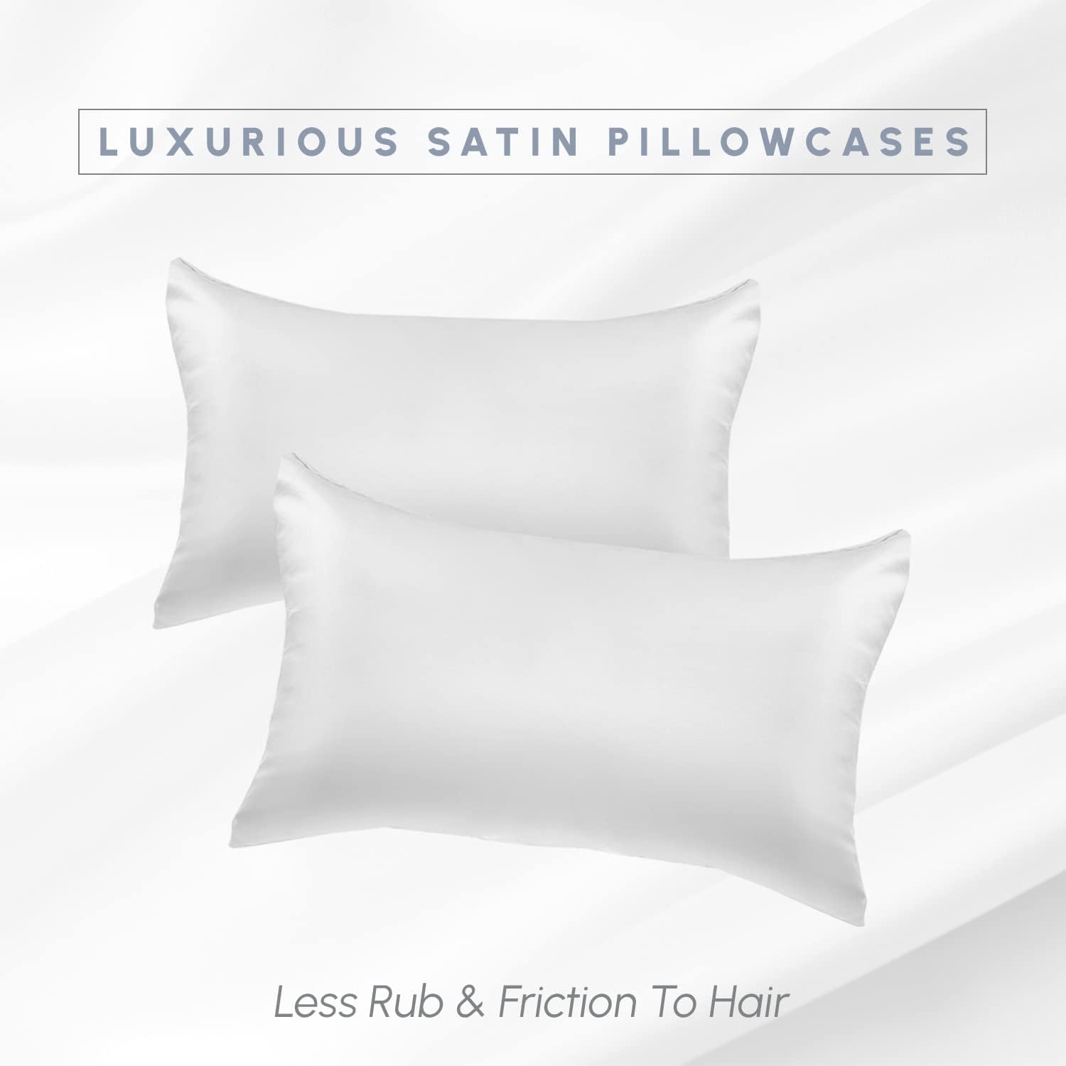 Elegantcomfort Elegant Comfort 2-Pack Cooling Viscose Satin Pillowcase Set with Hidden Zipper Closure, Silky Smooth for Hair and fabric…