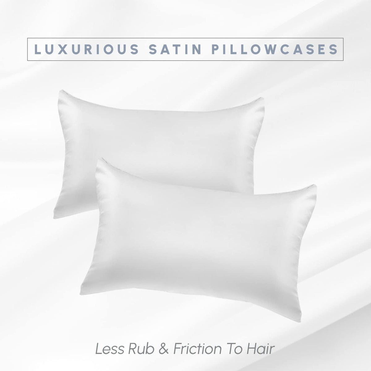 Elegantcomfort Elegant Comfort 2-Pack King Size 70% Viscose 30% Polyester Cooling Satin Pillowcase Set with Hidden Zipper Closure, White Wh…