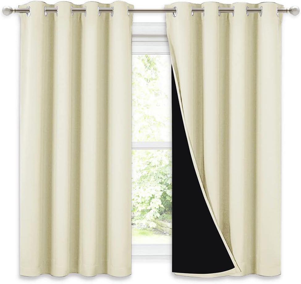 Nicetown Cold Blocking Curtains, Bedroom Full Blackout Curtain Panels, Great Job for Blocking Light, Complete Blackout Draperies with Black…