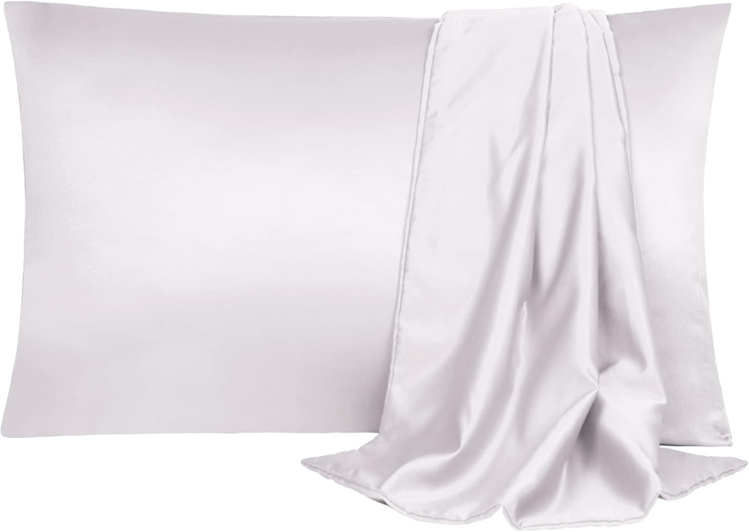 uxcell 2 Pack Silk Satin Pillowcase for Hair and Skin, Cool, Silky, Soft Breathable Pillow Cases Standard Size 20x26 Inch Sateen Pillowcase…