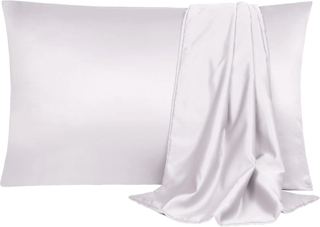 uxcell 2 Pack Silk Satin Pillowcase for Hair and Skin, Cool, Silky, Soft Breathable Pillow Cases King Size 20x36 Inch Sateen Pillowcase Lav…