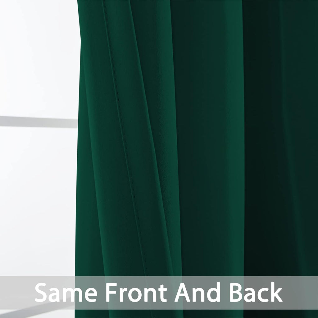 Yakamok Dark Green Blackout Curtains for Bedroom, Room Darkening Thermal Insulated Grommet Window Curtains, Light Blocking Blackout…