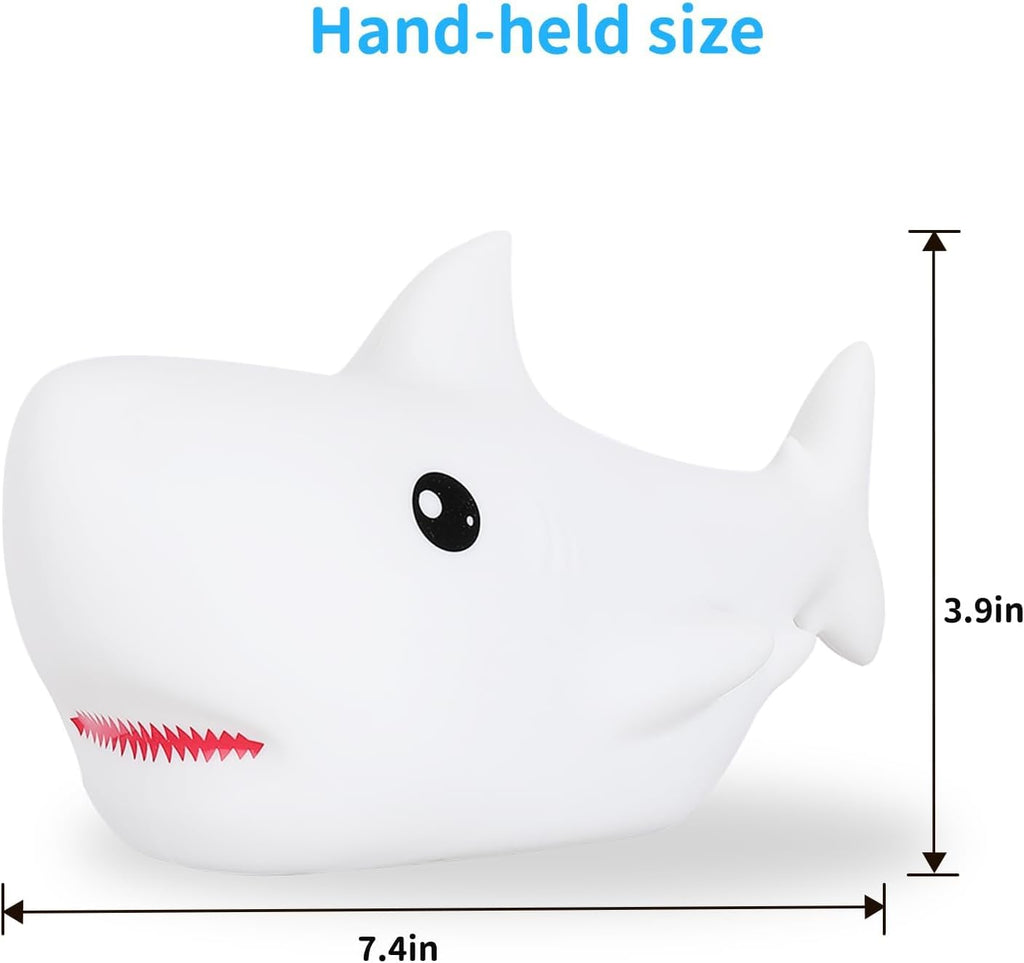 LOVERUIS Shark Night Light for Children, 7 Color Changing LED Portable Touch Baby Lamp, USB Rechargeable Silicone Animal Night Light for…