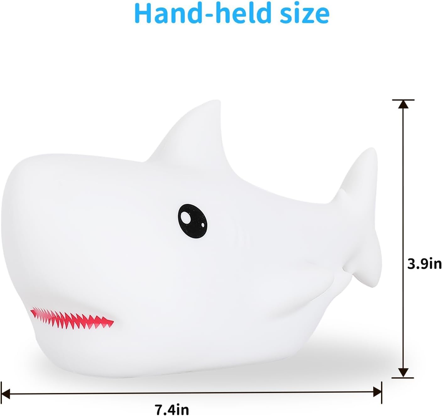LOVERUIS Shark Night Light for Children, 7 Color Changing LED Portable Touch Baby Lamp, USB Rechargeable Silicone Animal Night Light for…