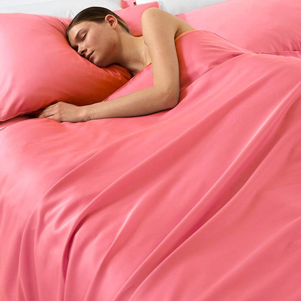 Ntbay Zippered Satin Pillow Cases for Hair and Skin, Luxury Standard Hidden Zipper Pillowcases Set of 2, 20x26 Inches, Coral Pink 26 Inches…