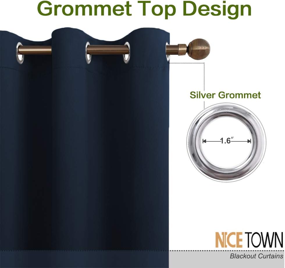 NICETOWN Bedroom Window Blackout Curtain Panel - Thermal Insulated Blackout Room Darkening Drape/Drapery (Navy, 1 Panel, 42 x 72 inch)