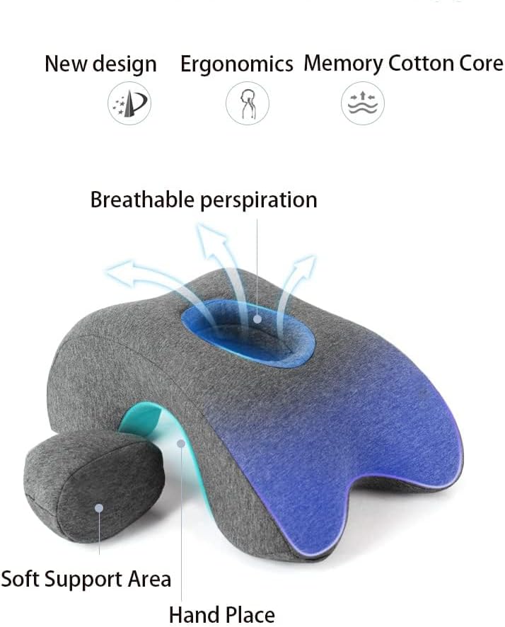 Fcare Desk Pillow for Napping, Travel Neck Pillow Memory Foam Wedge for Sleeping, Slow Rebound Back Pillow (Slightly Hard) for Slender Ladi…
